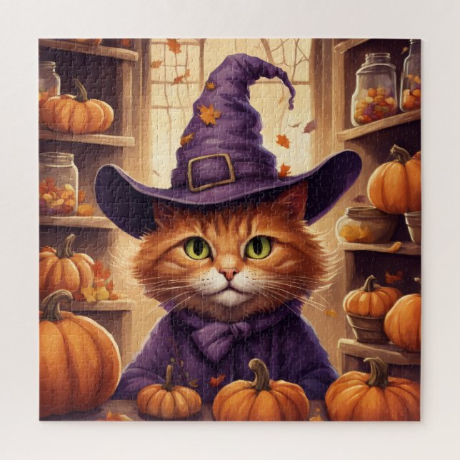 chat d'Halloween puzzle (Vertical)