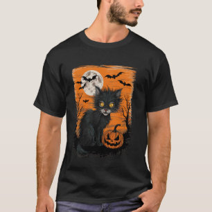 Chat d'Halloween T-shirt drôle d'Halloween pour fe