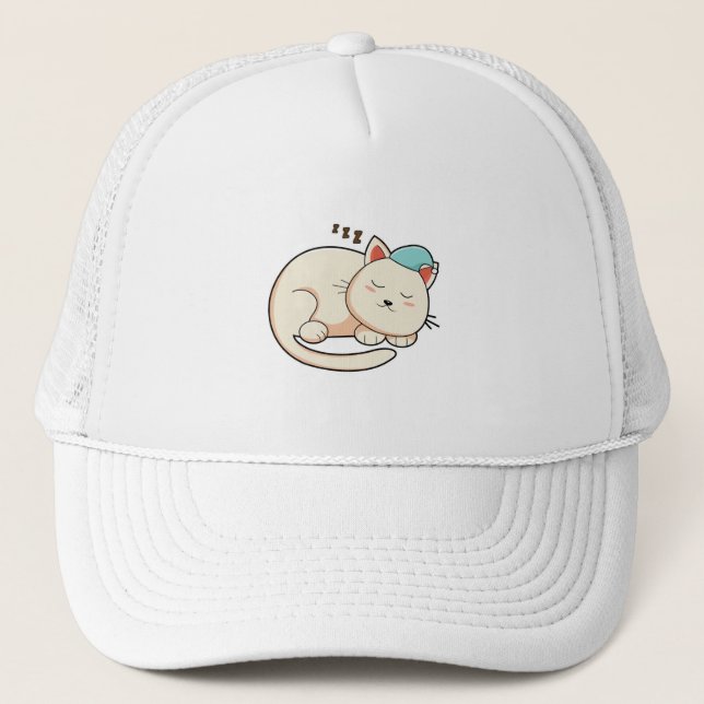 Chat Dormir avec casquette (Devant)