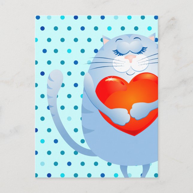 Chat doux en amour, carte postale (Devant)
