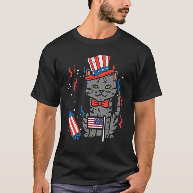 Chat Drapeau États-Unis Haut de Forme Mignon 4 Jui (Devant)