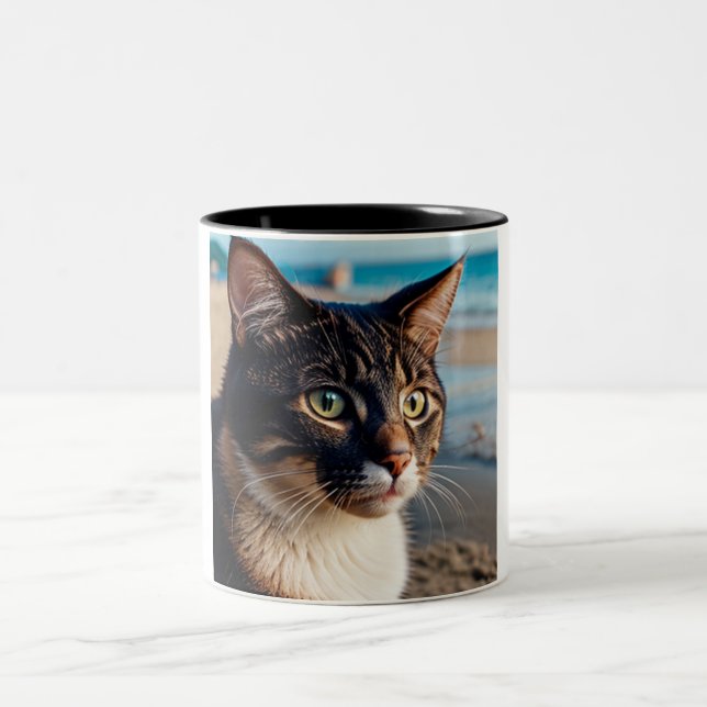 Chat Dreaming of the Beach : Cat Cat Mug à deux to (Centre)