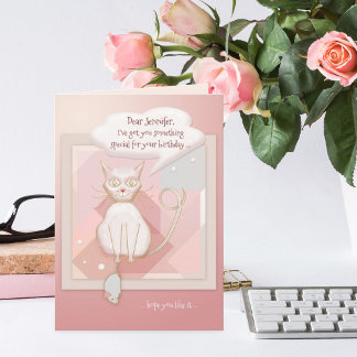 Chat drôle avec carte d'anniversaire de la souris