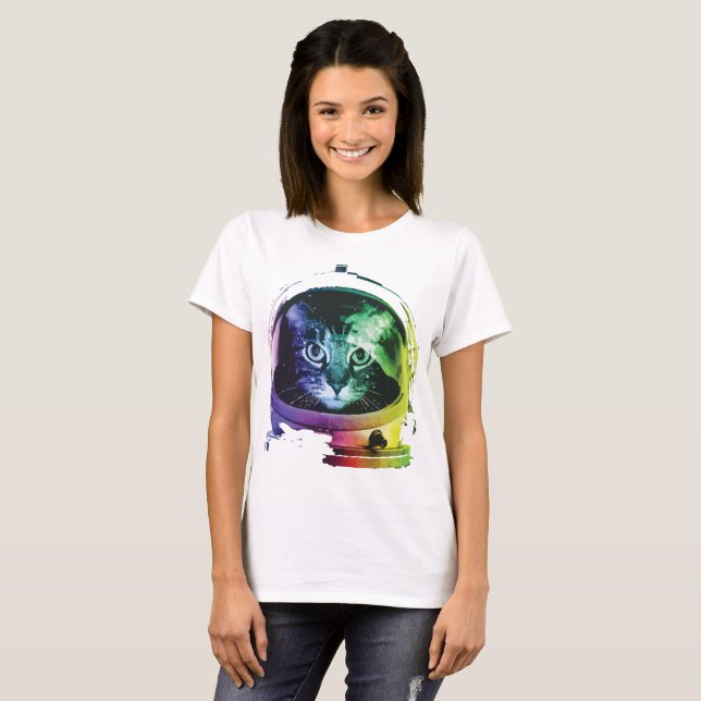 Chat drôle dans le T-shirt de l'espace (Devant entier)