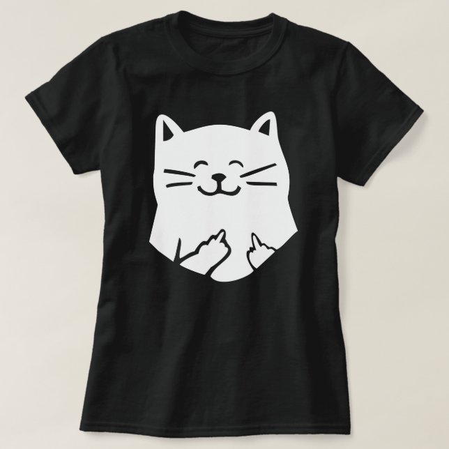 chat drôle dirigeant le mi T-shirt de doigt (Design devant)