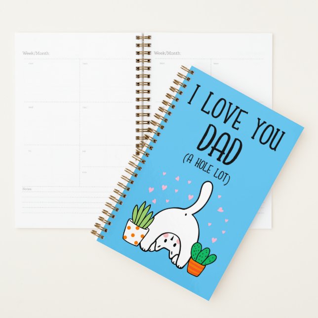 Chat Drôle Je T'Aime Papa Un Trou Beaucoup (Devant avec enveloppe)