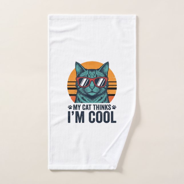Chat Drôle Pense Que Je Suis Cool Vintage (Serviette à main)