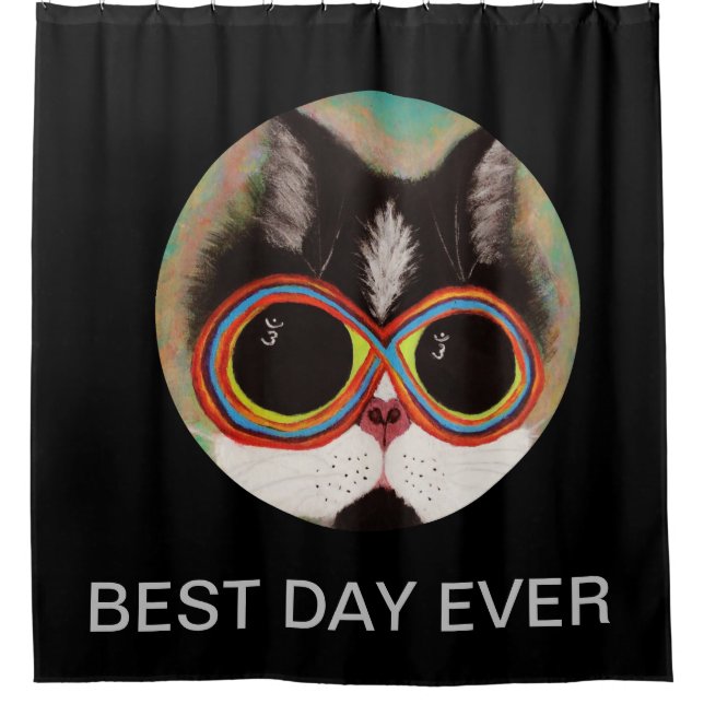 Chat drôle Rainbow Joe Douche rideau Meilleur Jour (Devant)