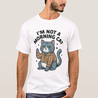 Chat du matin Gravure vintage T-shirt de chat drôl
