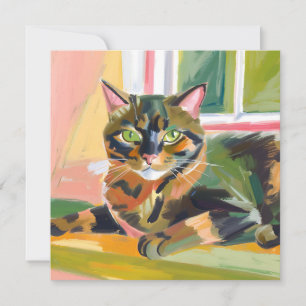 Chat écaille de tortue   Carte de peinture de chat