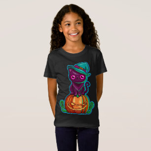 Chat éffrayant à l'Halloween Citrouille   T-shirt