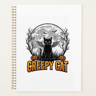 Chat effrayant Halloween Dessin de gravure vintage