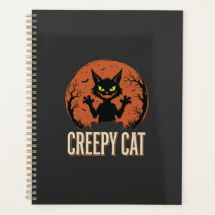 Chat effrayant Halloween Graphique de lune vintage