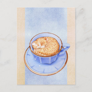 Chat en café 2 Carte postale