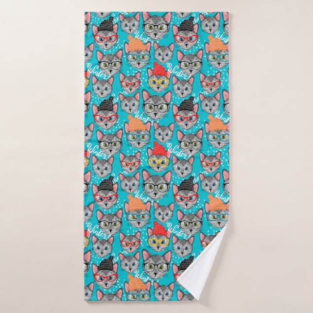 Chat en casquette (Serviette de bain)