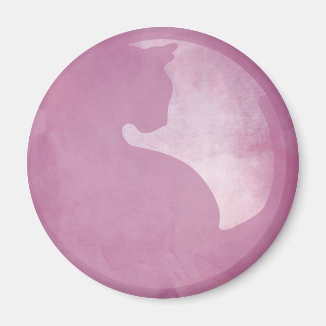 Chat en cercle - Aimant rose (Devant)