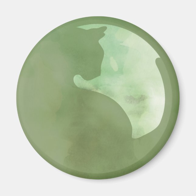 Chat en cercle - Aimant vert (Devant)