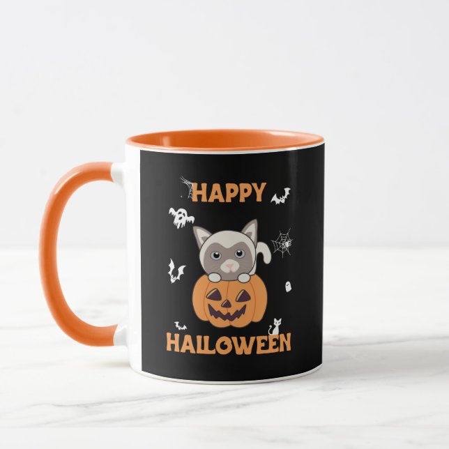 Chat En Chats Doux Citrouille Joyeux Halloween Mug (Gauche)