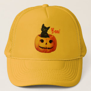 Chat en Citrouille Casquette Halloween