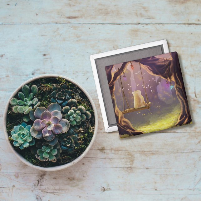 Chat en gros sur un aimant à aile (Créateur téléchargé)