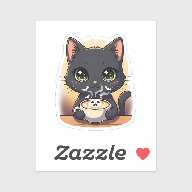 Chat en latte éffrayant - Sticker en mousse de fan (Feuille)