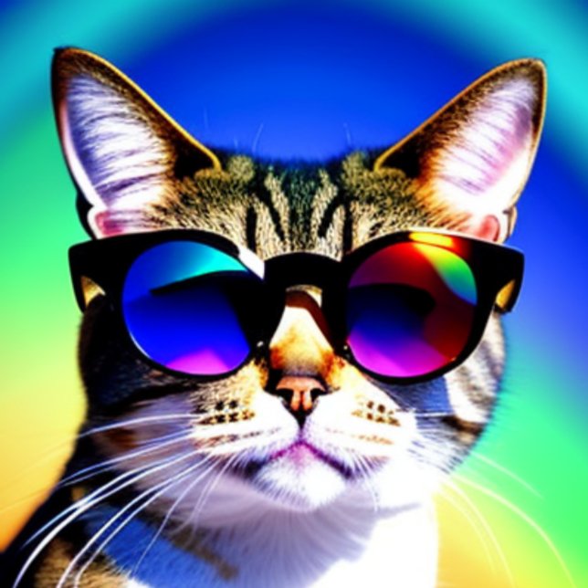 Chat en Lunettes de soleil Tête Face T-shirt (Créateur téléchargé)