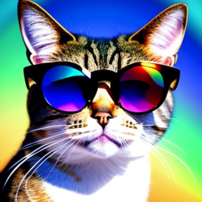 Chat en Lunettes de soleil Tête Face T-shirt (Créateur téléchargé)