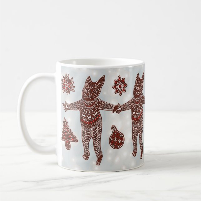Chat en pain d'épices & biscuits, mug Noël 2025 (Gauche)