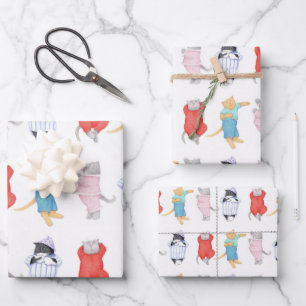 CHAT EN PYJAMA Papier d'emballage pour drap plat