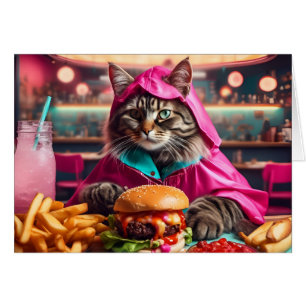 Chat en Raincoat rose au Diner Toutes les Occasion