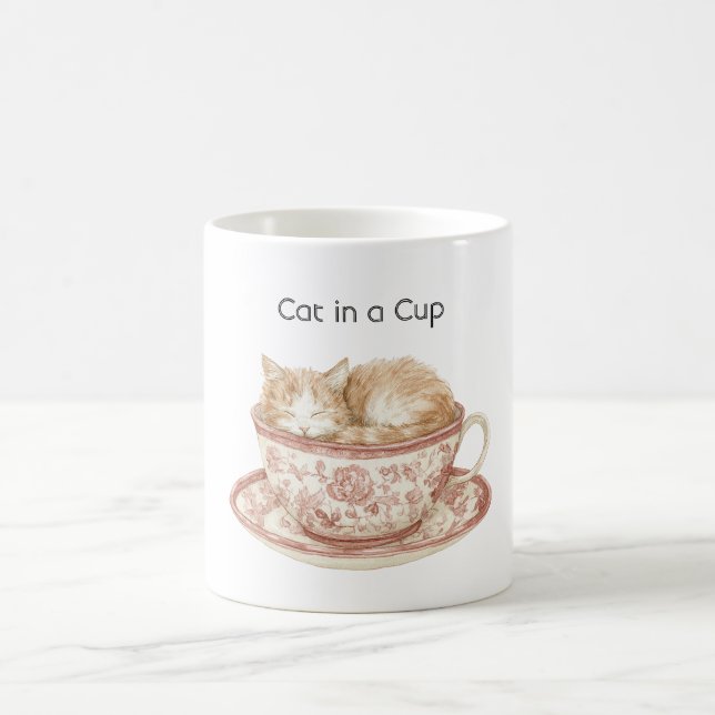 Chat Endormi Dans Une Tasse (Centre)