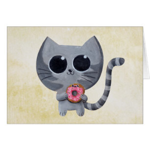 Chat et beignet gris mignons