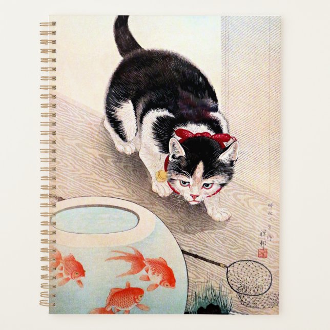 Chat et bol à poissons rouges (Devant)