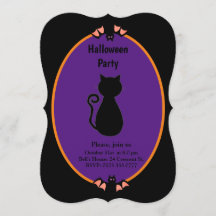 Chat et chauves-souris noirs modernes Invitation H