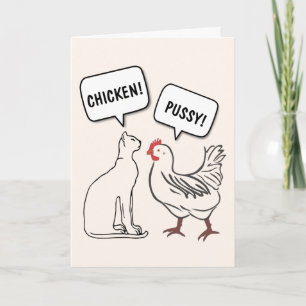 CHAT ET CHICKEN FUNNY ANNIVERTHDAGE CARTE DE SALUT