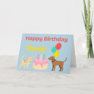 CHAT ET CHIEN BONNE CARTE D'ANNIVERSAIRE