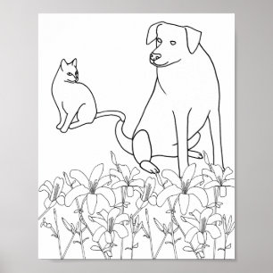 Chat et chien par Lily Fleurs, plan, Posters