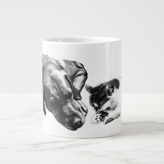 Chat et chien se reposent ensemble Mug d'art monoc (Devant)