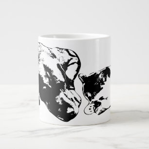Chat et chien se reposent ensemble Mug d'art noir 