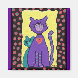 Chat et Kitty pourpres - aimant
