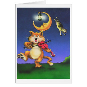 Chat et la carte du thème des enfants de violon