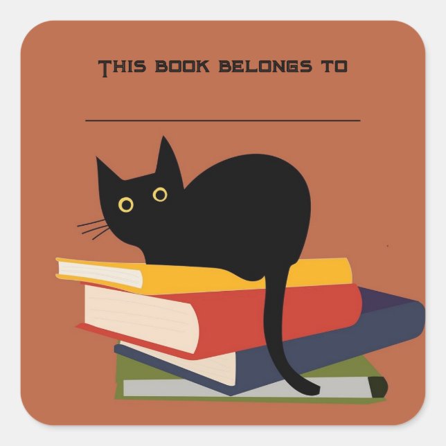 Chat et livres modifiables Sticker plaque d'immatr (Devant)