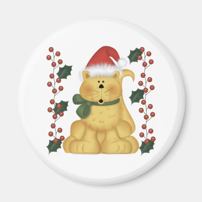 Chat Et Magnet De Noël Holly (Devant)