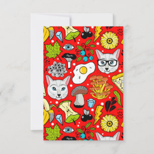 Chat et oeuf sur le rouge