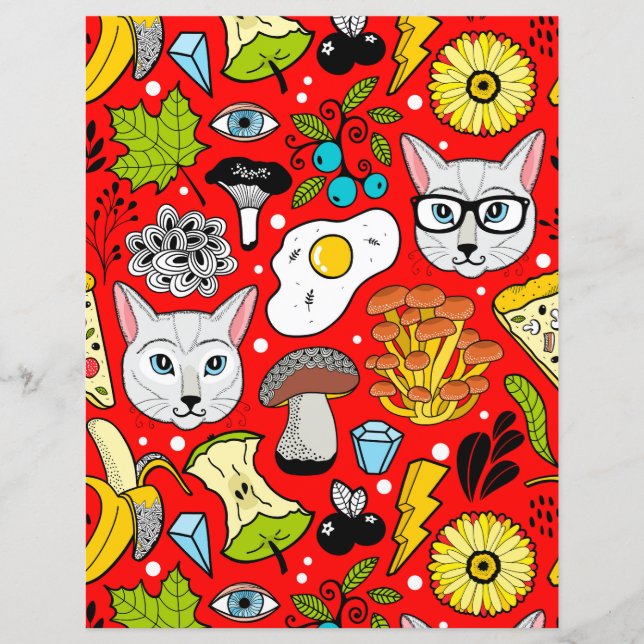 Chat et oeuf sur le rouge (Devant)