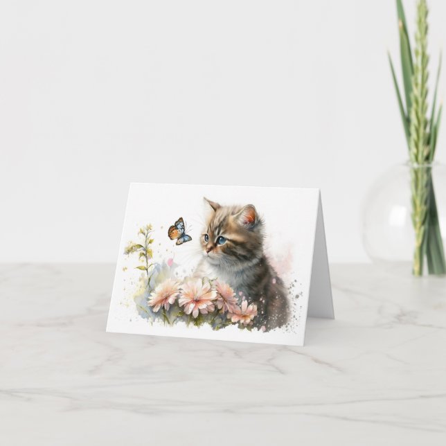 Chat et papillon dans le jardin (Devant)