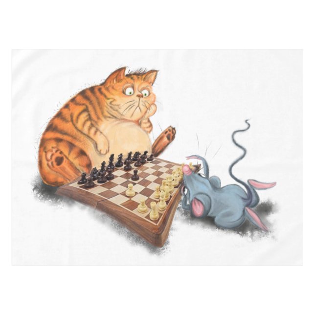 Chat et souris Jouer aux échecs nappes (Devant (Horizontal))