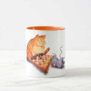 Chat et souris Jouer Mug d'échecs - Peinture