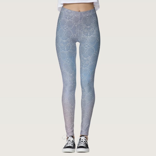 Chat Face Faux Lace leggings en violet métallique (Devant)