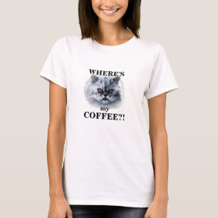 Chat fâché - où est mon T-shirt de café